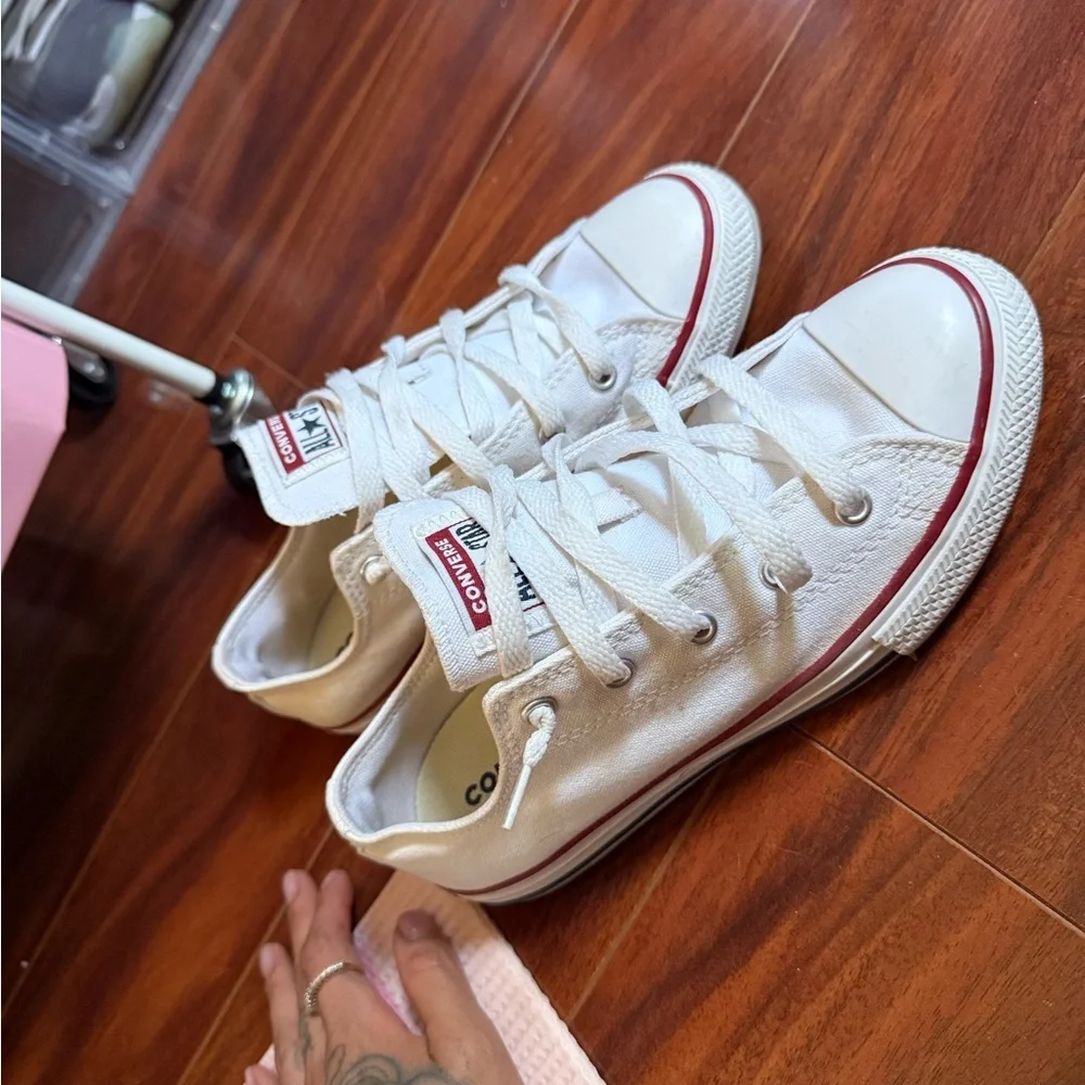 Converse Kids Cream Sneakers with Red Accents
